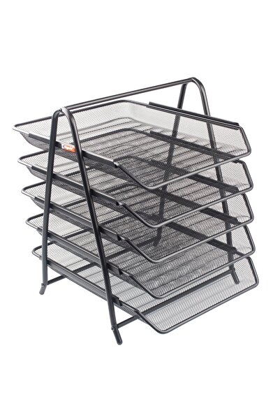 Bigpoint Metal Perforated Document Rack 5-Piece Black X 3 Pieces