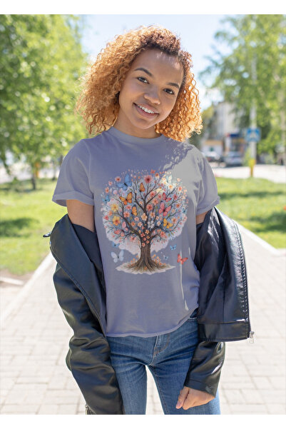 MVRDAR Tricou unisex 100% bumbac Flower Power pentru femei si fete