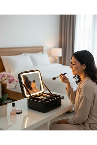 GIFT شنطه جلد بادراج ومرايه لون اسود