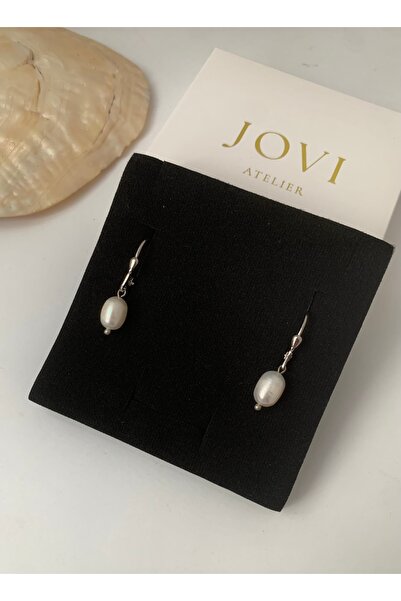 JOVİ ATELİER Sertifikalı 925 Ayar Ayar Gümüş Büyük Arpa İnci Küpe