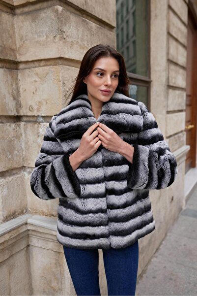 Levin Peak Velvera Hakiki Kürk Mont Geniş Boğum