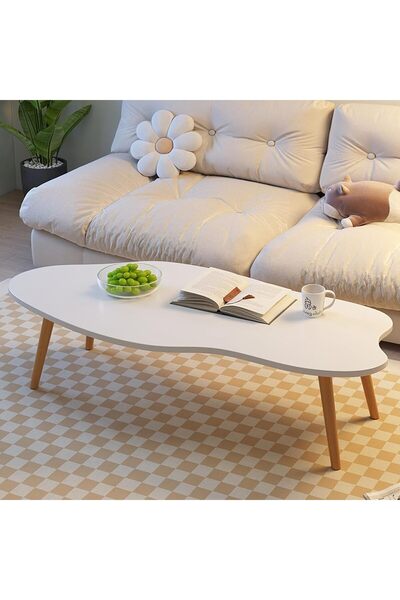 Türkiye Modern Irregular Small Coffee Table, Mid-century Wood Coffee Table, Unique Retro Center Table, Rusti