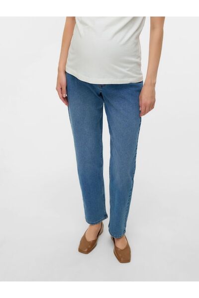 Mama Licious Umstandsjeans mit Straight Fit Gerade geschnitten Mittlere Taille Jeans