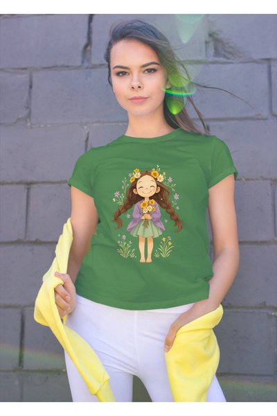 MVRDAR Tricou unisex 100% bumbac Flower Power pentru femei si fete