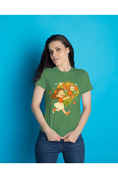 MVRDAR Tricou unisex 100% bumbac Flower Power pentru femei si fete