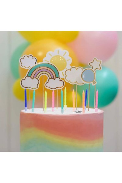 partince Rainbow & Sun Themed Cake Topper 6 Pieces – Birthday Decoration – Behind Party Store