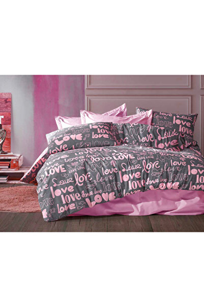 sehra Cotton Double Quilt Duvet Cover Set + Fitted Sheet + 2 Pillowcases Bedding Set Heart Pattern