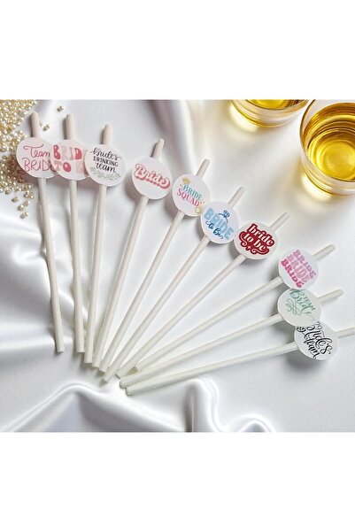 Armada 10 Pieces Bride to Be Bachelorette Themed White Paper Straws