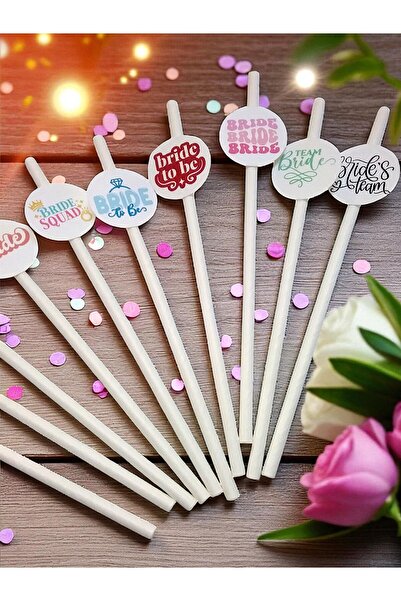 Armada 10 Pieces Bride to Be Bachelorette Themed White Paper Straws