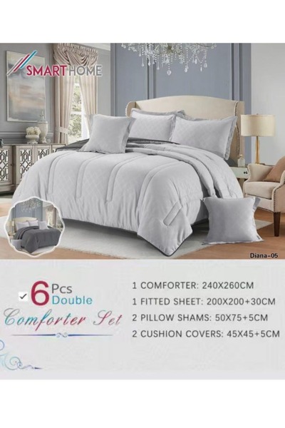 smart home Summer Double - 6 Piece Premium Microfiber Comforter Set, 100% Microfiber, Reversible, 260x240cm