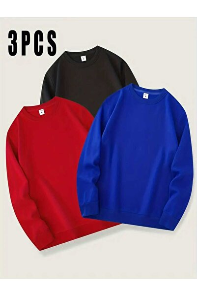 Abruzzo سترة بياقة دائرية أساسية بدون طباعة بثلاثة ألوان - أزرق بلون الكوبالت...