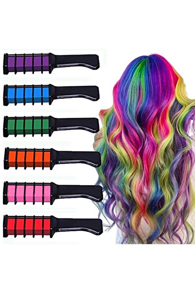 KESNUP Set de 6 piepteni cu cretă pentru vopsirea părului, multicolori