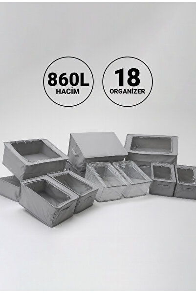 SER&YAT Набір для зберігання під ліжком │ Набір з 18 органайзерами | Органайзери для зберігання з блискавкою та вікном & Мішки