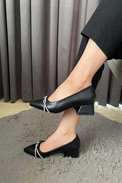 Les Passent Kadın Siyah Çapraz Taşlı Stiletto Alcak Ökçe Abiye Ayakkabı