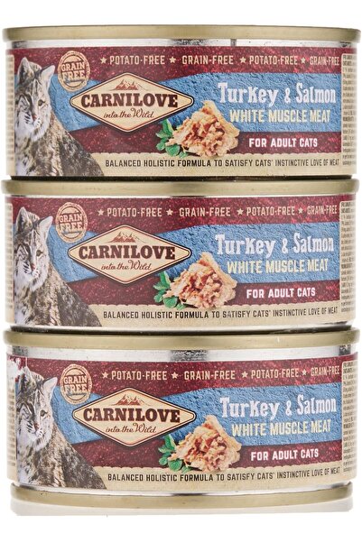 Carnilove ديك رومي وسمك السلمون للقطط البالغة (علب طعام رطبة) 12 × 100 جرام