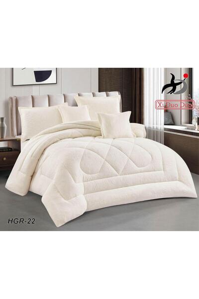 Moon Winter double bedspread, two-sided system, velvet side and soft and warm fur side, 6-piece classic filling