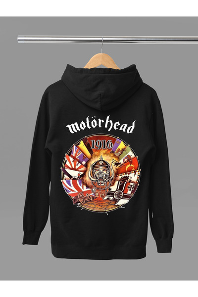 MAGORS سترة روك قطنية مطبوعة بأكمام طويلة وقلنسوة بثلاثة خيوط