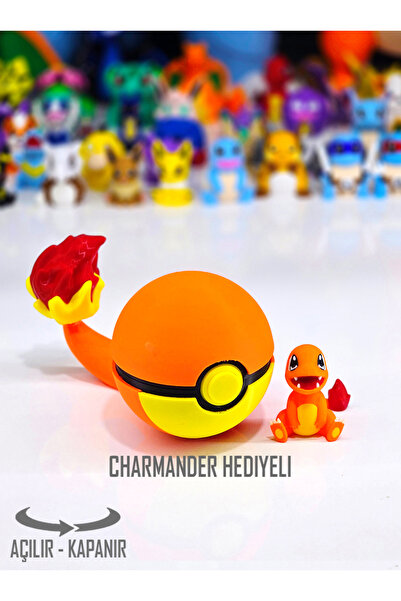 Suelo Butik ÖZEL SERİ! Açılır-Kapanır Charmander Temalı Poketopu Pokeball (Po...