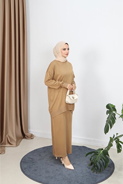 NİSUM MODA Button Detailed Mercerized Skirt Suit