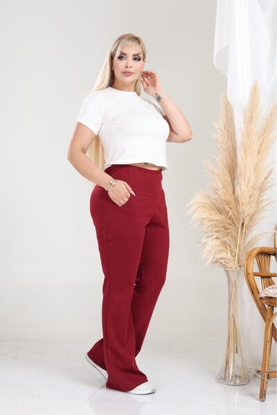EMEZ Burgundy Steel Fabric Spanish Leg Gainer Pants