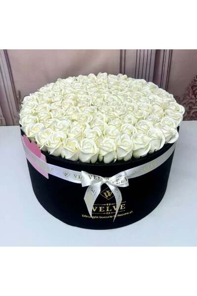 velve Aranjament floral 101 trandafiri de sapun, cu felicitare personalizata,...