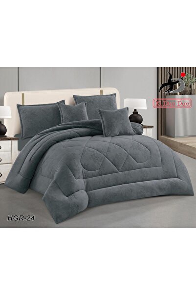 Moon Winter double bedspread, two-sided system, velvet side and soft and warm fur side, 6-piece classic filling