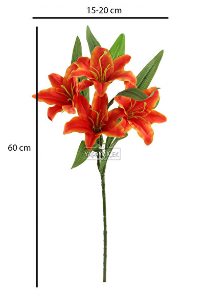 Yapay Çiçek Deposu Yapay Çiçek 4lu Grup Heranın Çiçeği Dalı 58 cm Turuncu