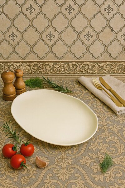 Porselen Diyarı Seashell Porcelain 36 cm Oval Boat Plate