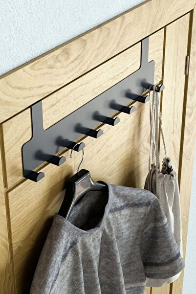 VENON 8 Kancalı DİKKAT ESKİTME Amerikan Tipi Home Metal Mat Siyah Kapı Arkası Askılık Organizer Askı,