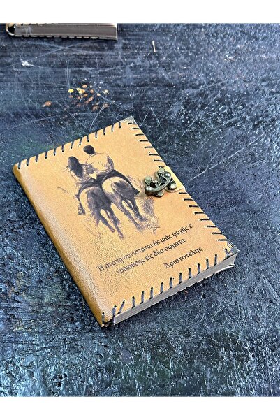 zarif atölye Aristotle Greek Love Is One Soul Living in Two Bodies Design Leather Notebook