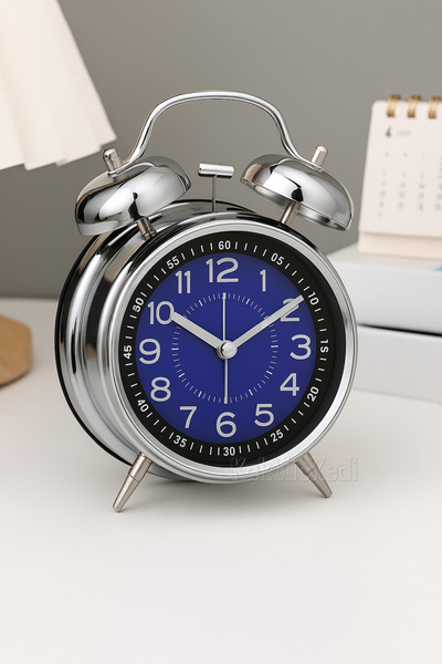 KaktüsKedi Büyük Boy Işıklı Masa Saati - Metal Çalar Saat