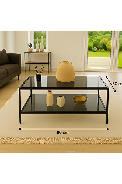 AVİBO HOME Mira Siyah Orta Sehpa Füme Cam