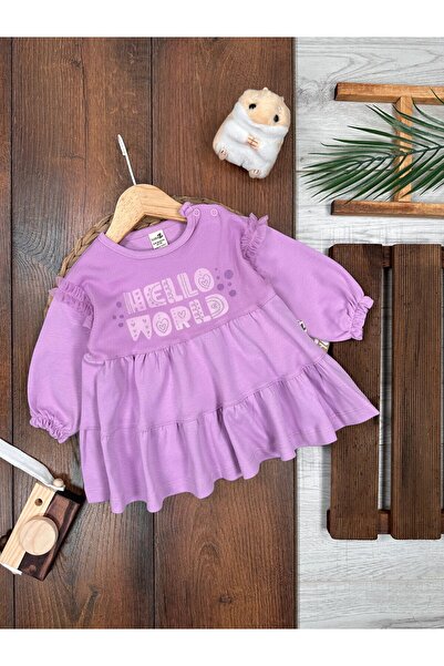 Kids Kingdom Pamuklu Tütü Detaylı Kolları Lastikli Kız Bebek Elbise