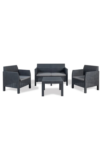 Genel Markalar Matilde 4 Kişilik Rattan Oturma Grubu Antrasit