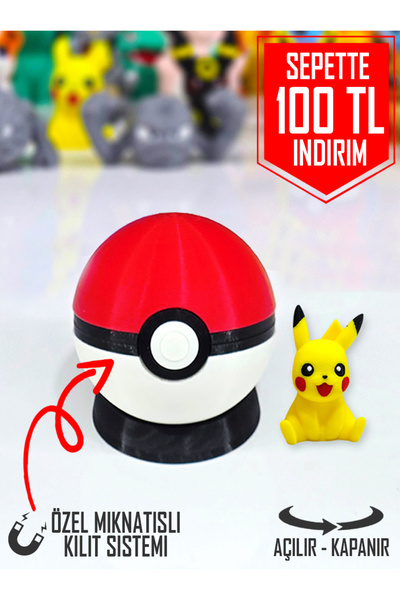 Suelo Butik Özel Mıknatıslı Açılır-Kapanır Poketopu Pokeball ve Pikachu Pokemon Karakter Figür Oyuncaklar 5 Cm