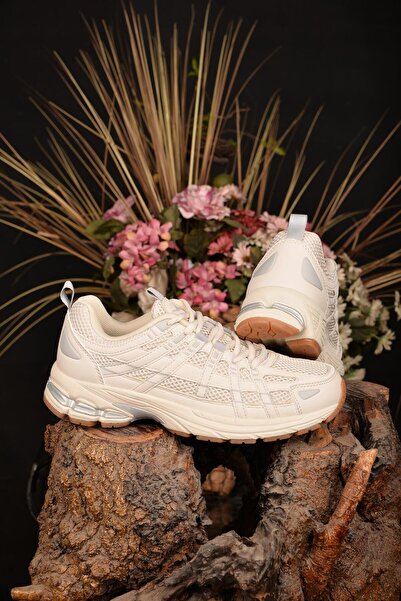Lescon Unisex Bej 4 Mevsim Sneaker Terletmez Kaydırmaz Koku Yapmaz Ortopedik Tarz Yürüyüş Ayakkabısı
