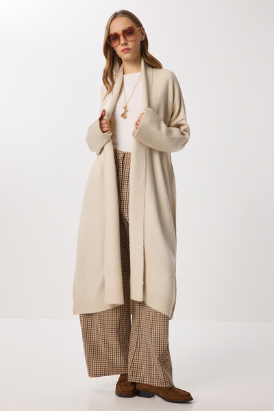 Lovelyİstanbul Oversize Wool Blend Knitwear Cardigan Lfz0017 Cream