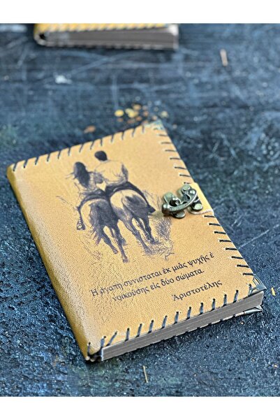 zarif atölye Aristotle Greek Love Is One Soul Living in Two Bodies Design Leather Notebook