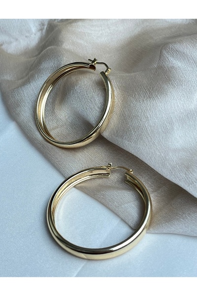 GİS JEWELRY Çelik Gold Büyük Halka Küpe