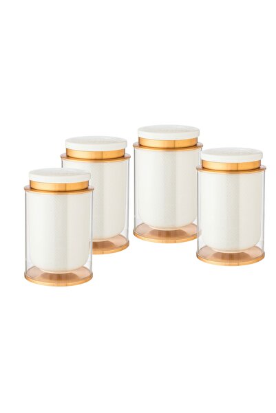 Dania أناقة لا تضاهى: طقم 4 علب تخزين بورسلان بزجاج شفاف وأغطية محكمة