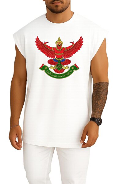 Bahriyeli Collection oversized Σύμβολο της Ταϊλάνδης Γκαρούντα Σύμβολο Σημαία της Ταϊλάνδης Μπλουζάκι με σχέδιο στο στήθος