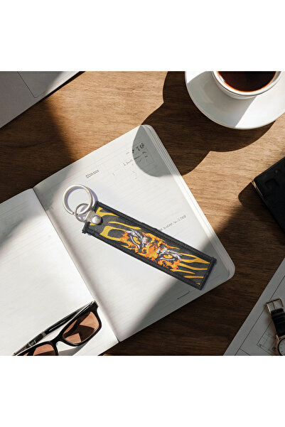 ALKAN ASKERİ MALZEMELER VE TEKSTİL سلسلة مفاتيح مطرزة بوجه الأسد، قابلة للإزا...