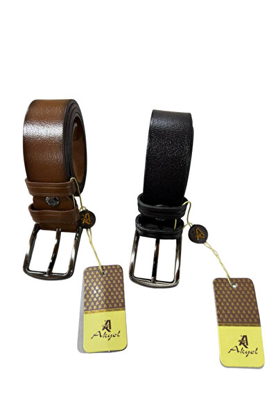 Akyol %100 Hakiki Deri Kemer Taba Siyah ( 2 Adet )