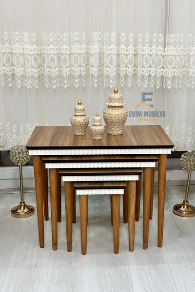 Evmob Evim Mobilya Beyaz Eşya (Tesla) Lüx 1. Sınıf Mdf 4'lü (Dörtlü) Zigon Se...