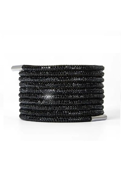 KESNUP Set de 2 șireturi cu cristale, șnur cu strasuri 120 cm, Negru