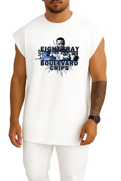 Bahriyeli Collection Oversize Eight - Tray Boulevard Crips  Chest Design Tank Top