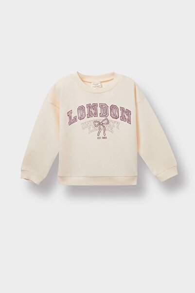 DeFacto E8919 Бежова бебешка блуза с принт на велосипед на врата