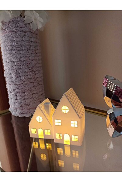 smilechild زينة عيد الميلاد المضيئة LED، طقم من قطعتين لتزيين المنزل، 7-10 سم، يشمل شمعتين LED