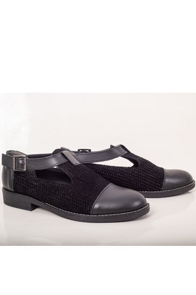 Condur by Paula Pantofi dama casual piele naturala negru stil office cu catarama