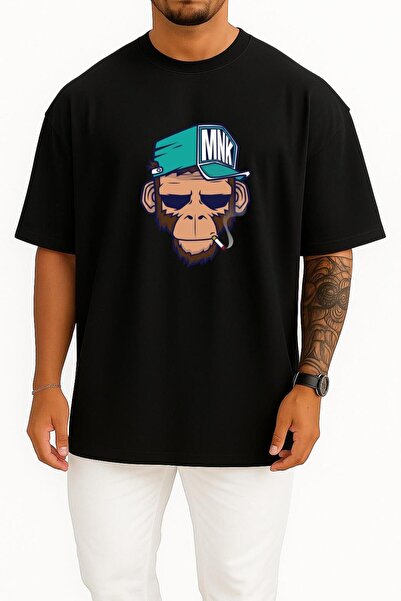 Bahriyeli Collection Oversize Monkey Drawing Illustration Nyse - Unisex T-Shi...
